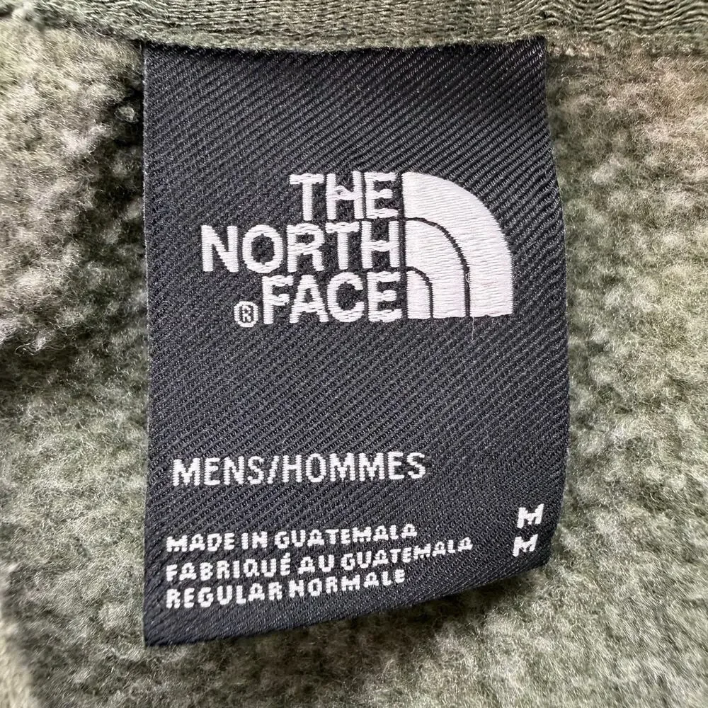 The North Face Hoodie Mens Medium Olive Green Big Logo Pullover Sweatshirt